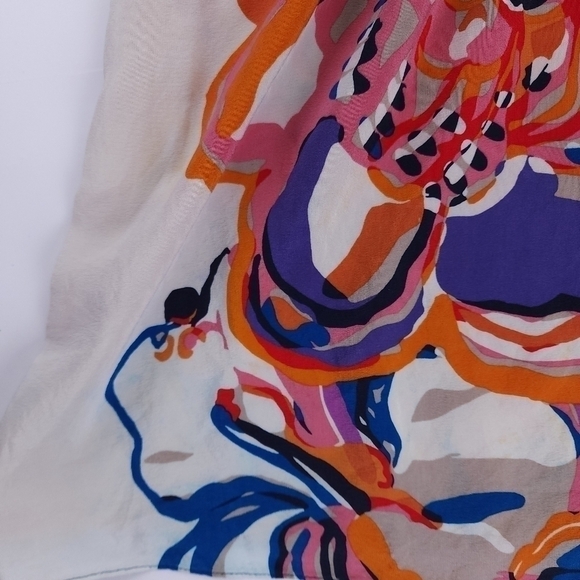 Maeve Anthropologie Blue Pink Orange Floral Silk Dress Sz S - Picture 10 of 16